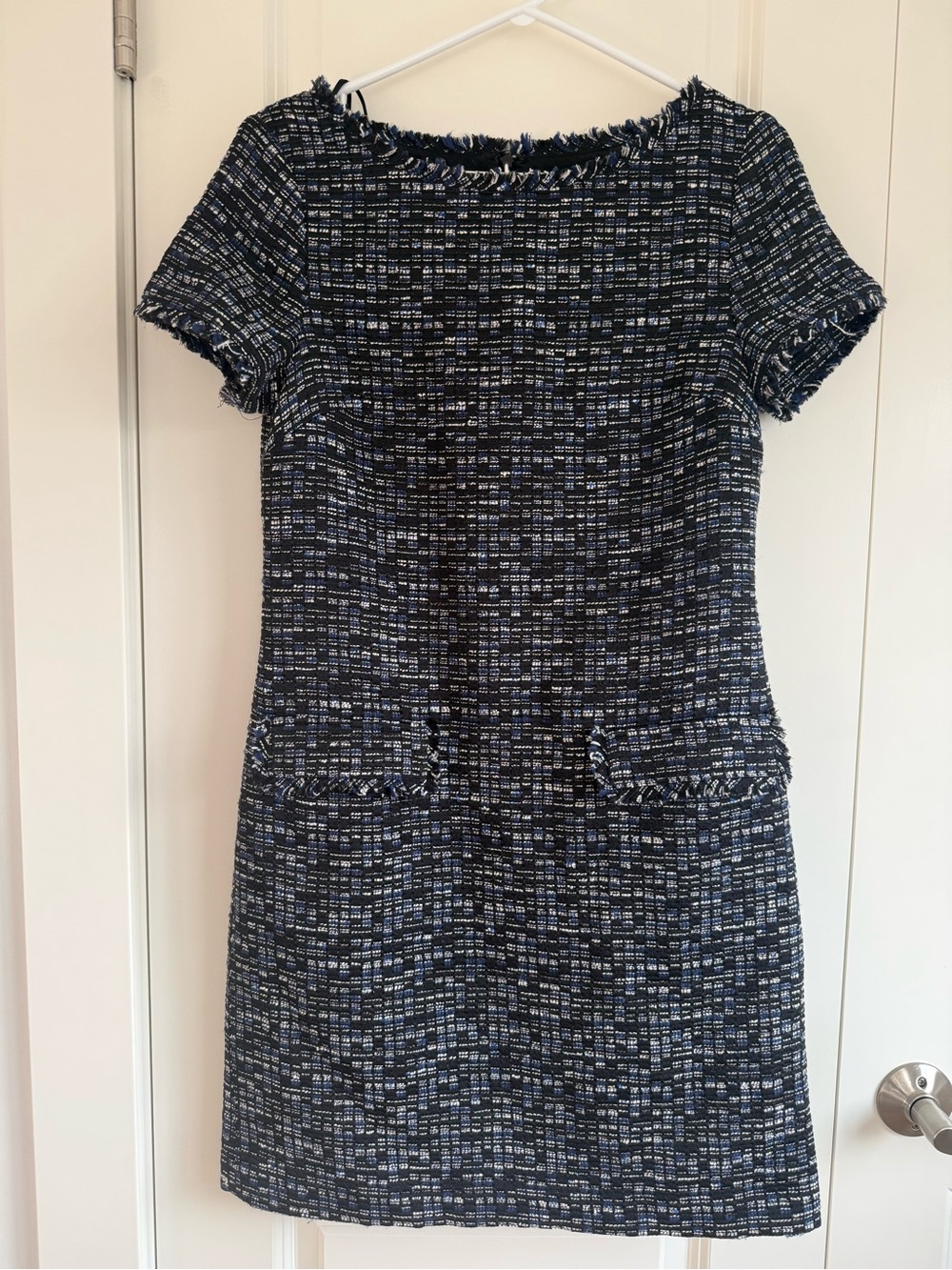 Banana Republic Navy and White Tweed Shift Dress